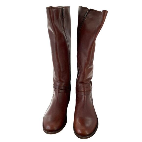 Frye Tall Riding Boots Women's Size 10M Flat Low Heel Knee High Side Zip Brown - Picture 6 of 11